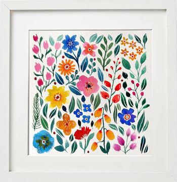 'Flores para tu Amada' Vendido Acuarela, 18x18 cm