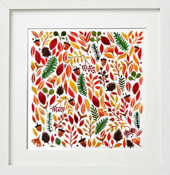 'Otoño Cálido' Vendido Acuarela, 18x18 cm