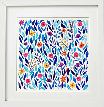 'Primavera Azul' Vendido Acuarela, 18x18 cm